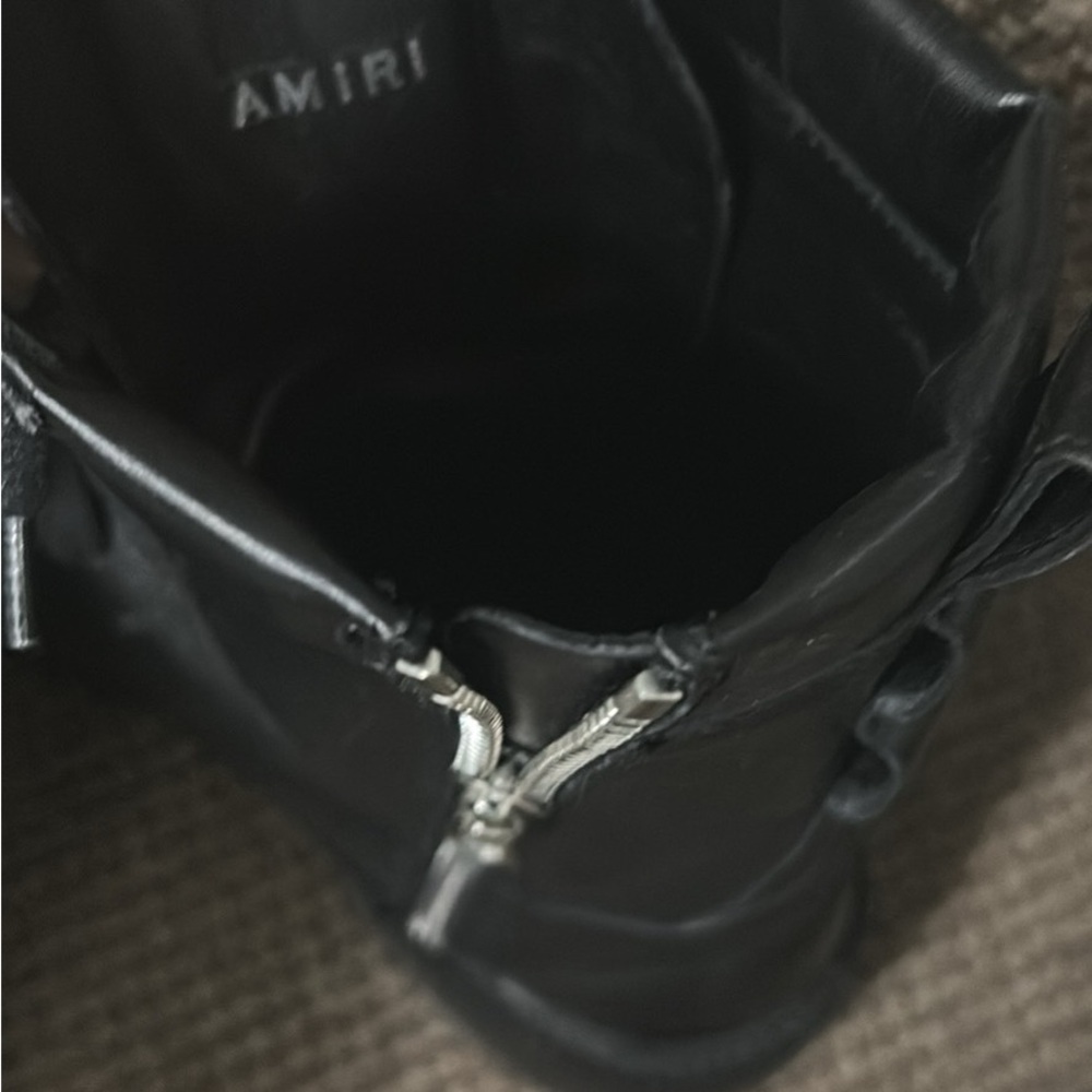 AMIRI Black Leather Backpack with Silver Hardware